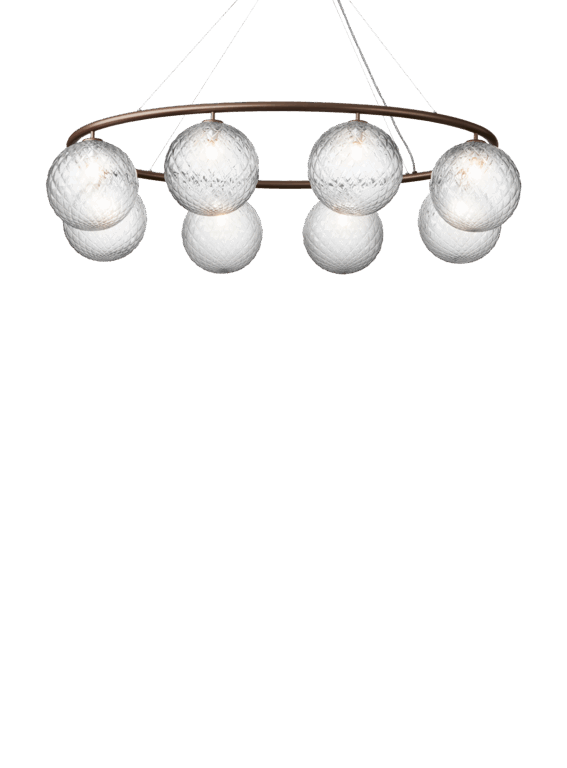 Miira 8 Oval lysekrone, mørk bronze/klar