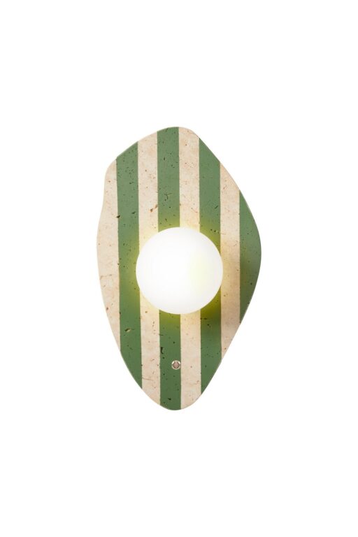 NORDVÄRK Espe væglampe - glas og beige/grøn travertin