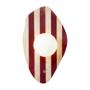 NORDVÄRK Push væglampe - glas og beige/rød travertin