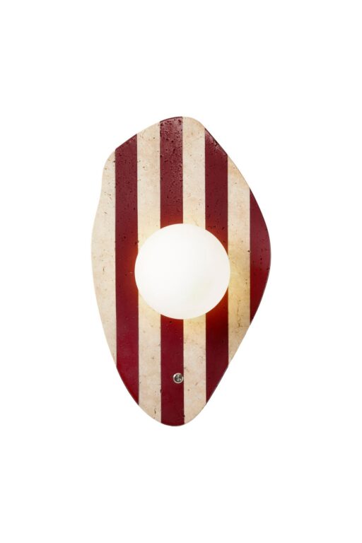 NORDVÄRK Push væglampe - glas og beige/rød travertin