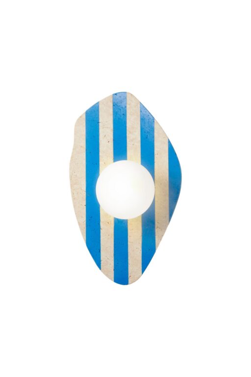 NORDVÄRK S?mple væglampe - glas og beige/blå travertin