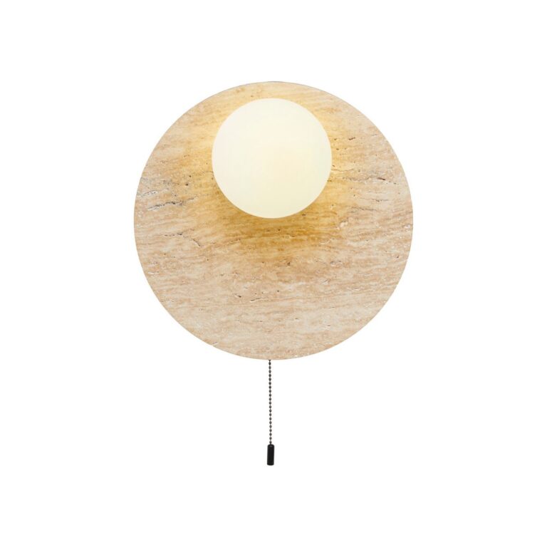 NORDVÄRK Tor-Look-B væglampe - glas og beige travertin