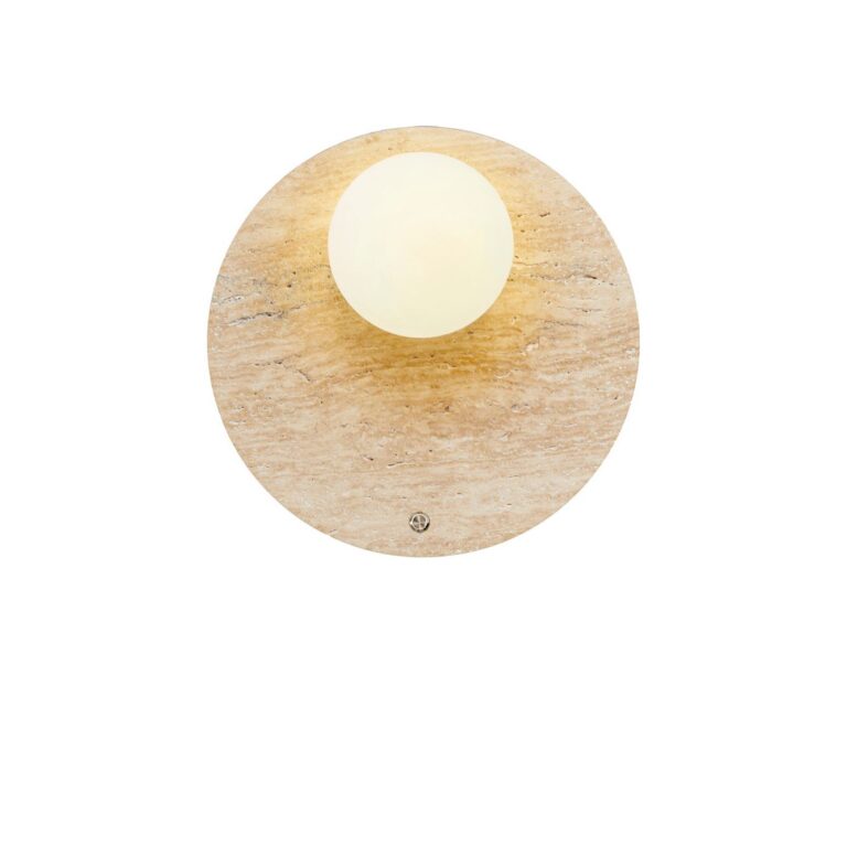 NORDVÄRK Tor-Look-D væglampe - glas og beige travertin