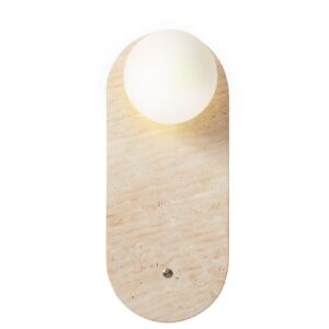 NORDVÄRK Tor-Worn væglampe - glas og beige travertin