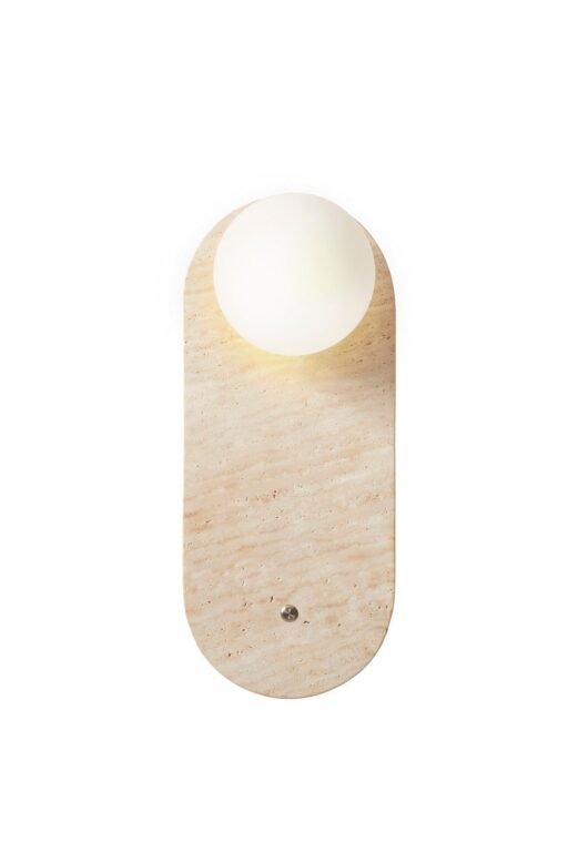NORDVÄRK Tor-Worn væglampe - glas og beige travertin