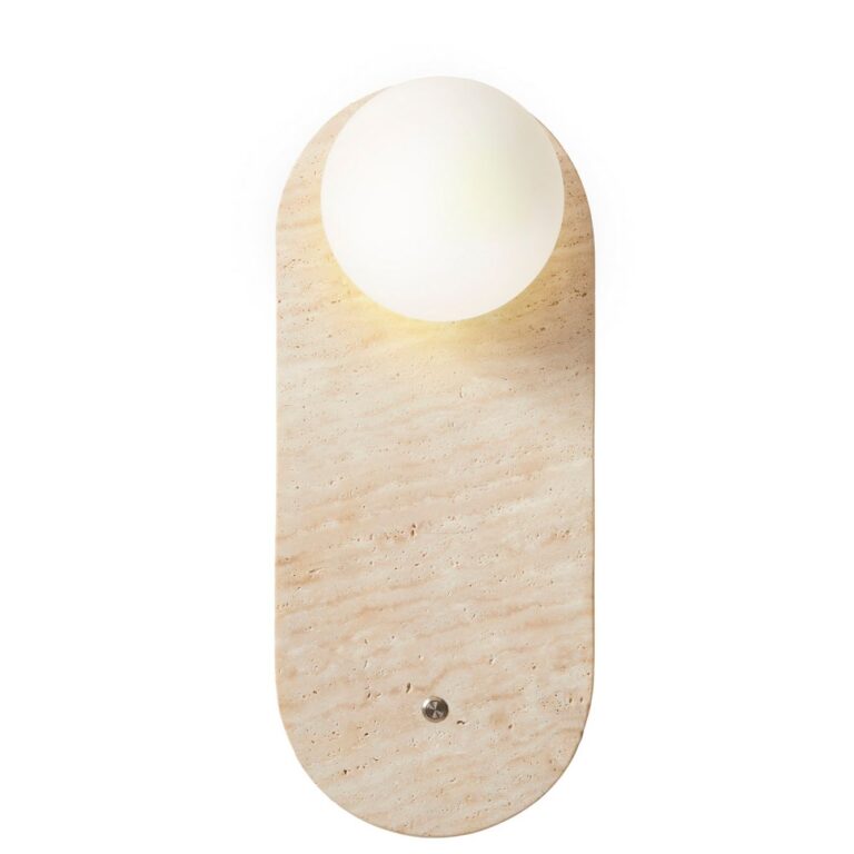 NORDVÄRK Tor-Worn væglampe - glas og beige travertin