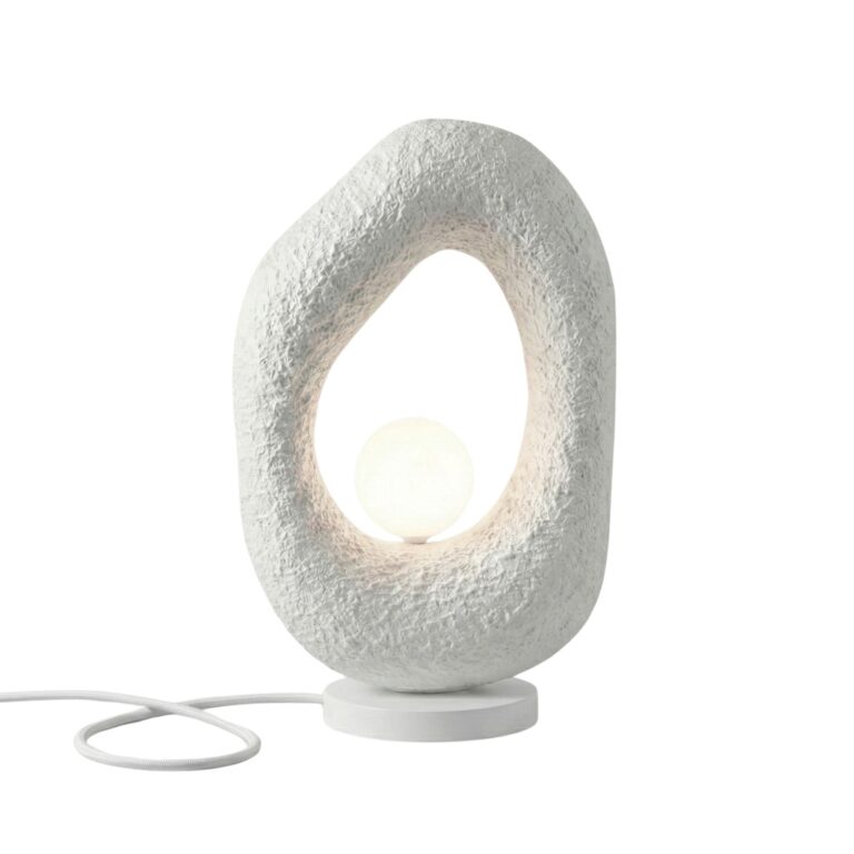 NORDVÄRK Vasl?-Nua bordlampe - hvid glasfiber og metal