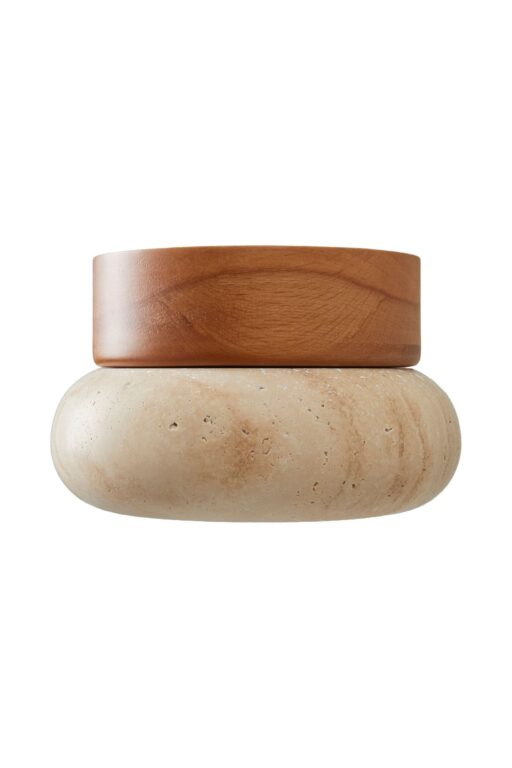 NORDVÄRK Worm-S væglampe - beige travertin og natur egetræ