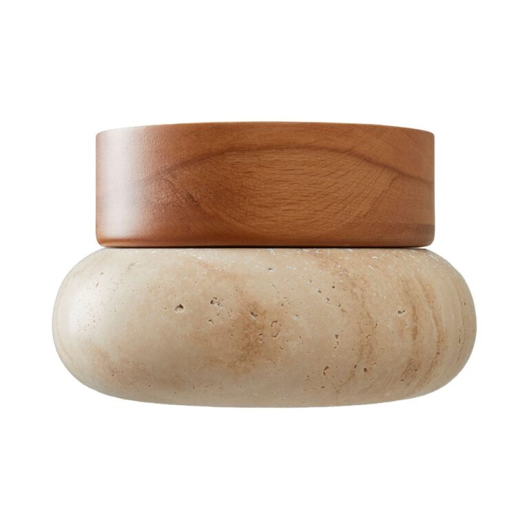 NORDVÄRK Worm-S væglampe - beige travertin og natur egetræ