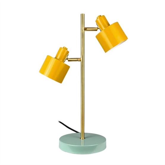 Ocean bordlampe m/2 skærme, karry/messing/turkis