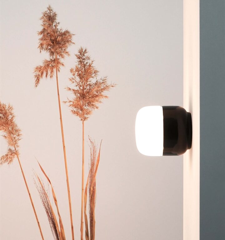 Ohm 100/110 loftlampe / væglampe, sort/mat opal