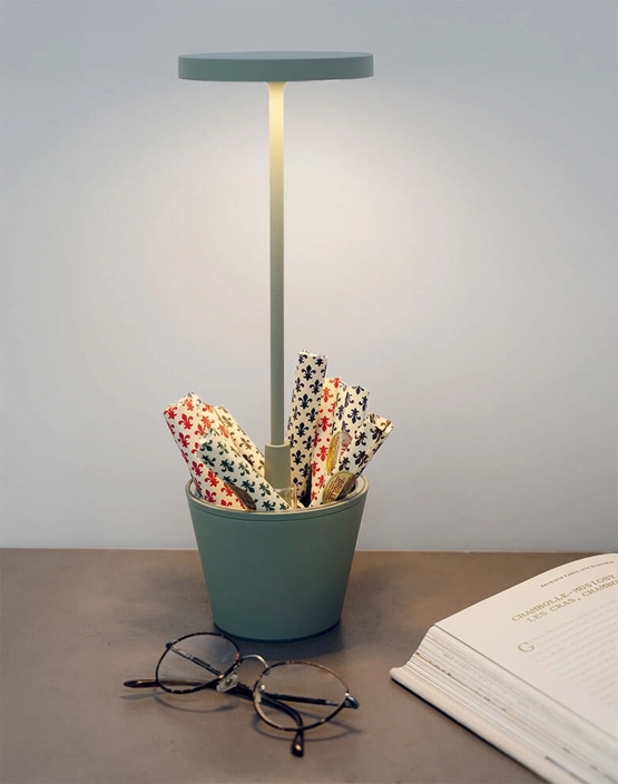 Poldina Reverso batterilampe / bordlampe, salviegrøn