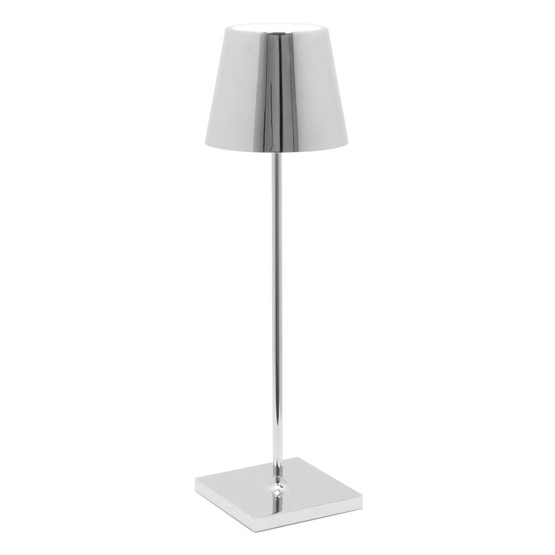 Poldina batterilampe / bordlampe, blank krom