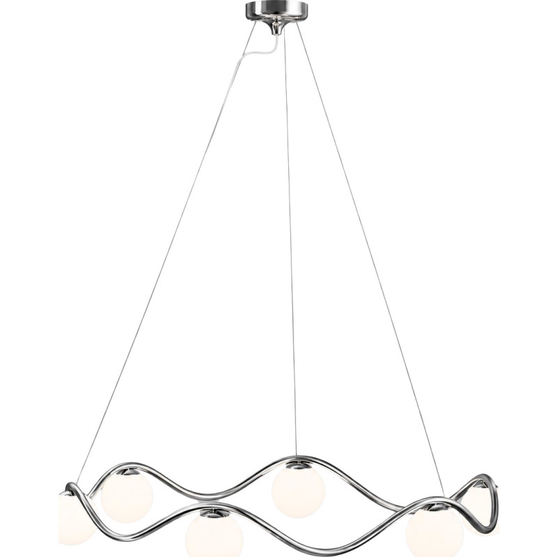 Rebello Decor Circle of Life lysekrone, krom, Ø11 cm glaskugler, Ø91 cm