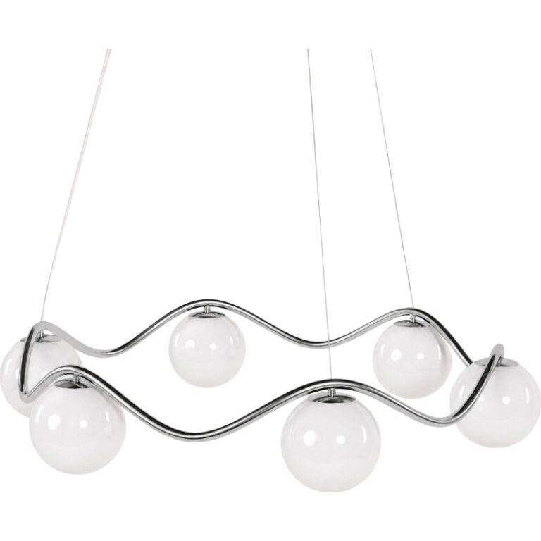 Rebello Decor Circle of Life lysekrone, krom, Ø15 cm glaskugler, Ø91 cm