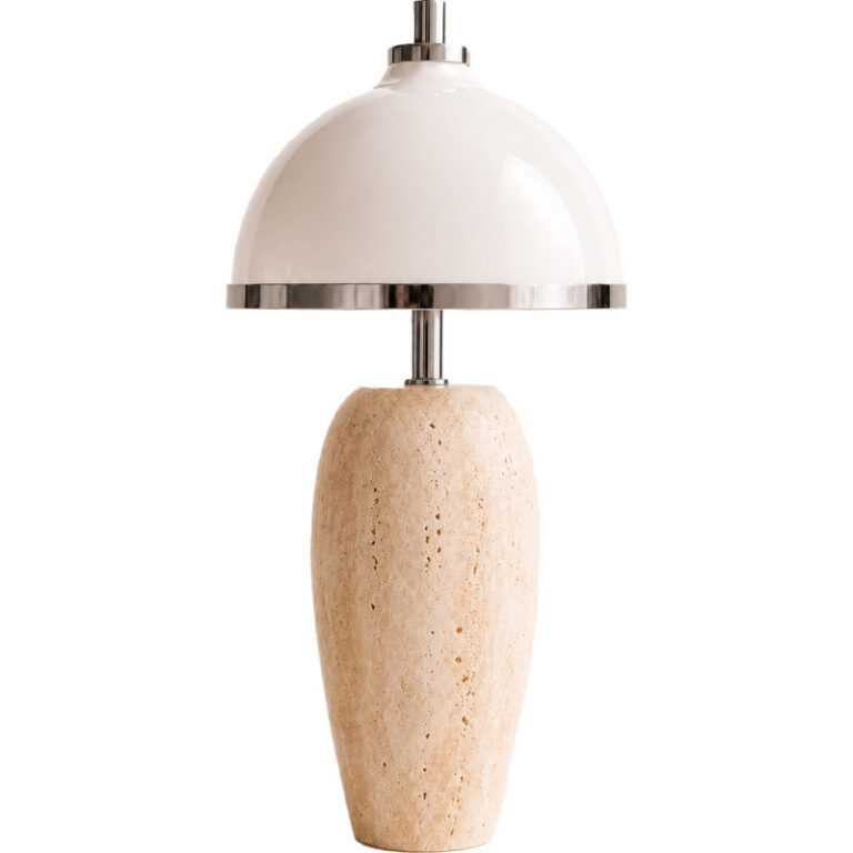 Rebello Decor Eternal Moonlight genopladelig bordlampe, natursten/krom