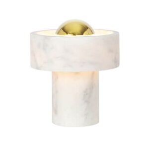 Stone Portable bordlampe / batterilampe, hvid/guld