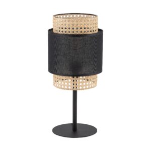 TK Boho bordlampe - natur rattan og sort stof/metal