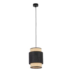 TK Boho loftlampe - natur strå og sort stof