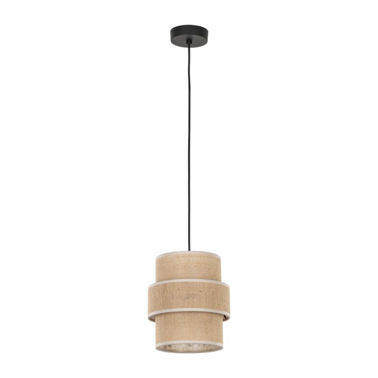 TK Calisto loftlampe - natur jute og sort metal