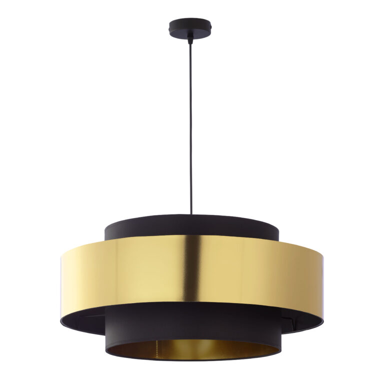 TK Calisto loftlampe - sort stof og guld stål
