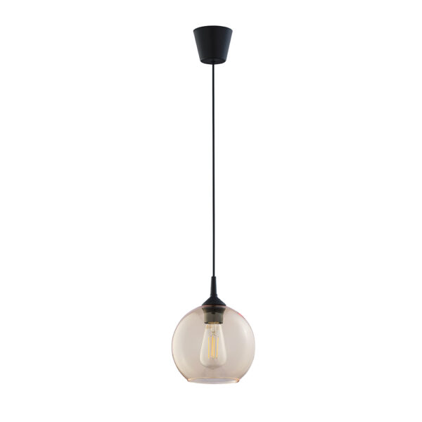 TK Cubus loftlampe - rav glas og sort metal