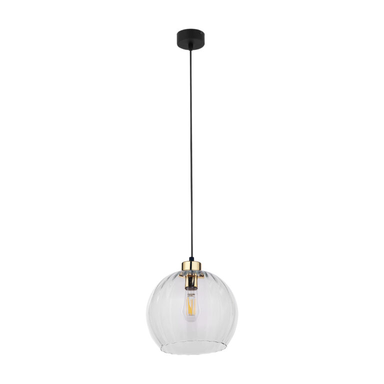 TK Devi loftlampe 250 - klar glas og sort metal