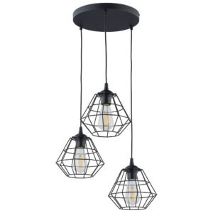 TK Diamant loftlampe, m. 3 skærme - sort stål
