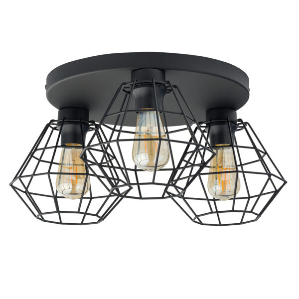 TK Diamant loftlampe, m. 3 skærme - sort stål