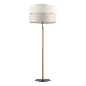 TK Eco gulvlampe, rund - natur stof, fyrretræ og sort metal