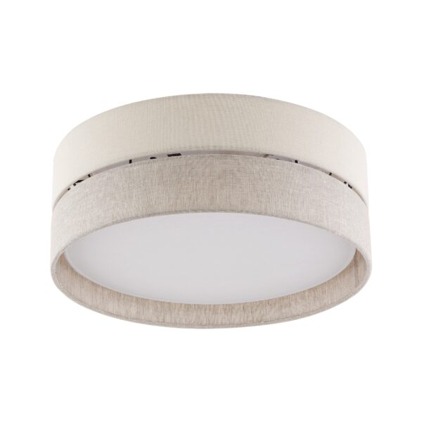 TK Eco loftlampe 450, rund - natur stof og hvid metal