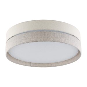 TK Eco loftlampe, rund - natur stof og hvid metal