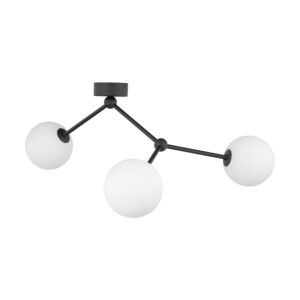 TK Fairy loftlampe, m. 3 skærme - glas og sort metal