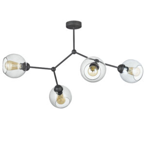 TK Fairy loftlampe, m. 4 skærme - glas og sort metal