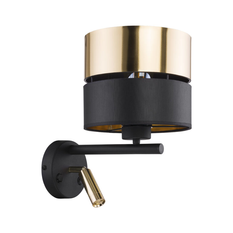 TK Hilton væglampe - guld metal og sort stof