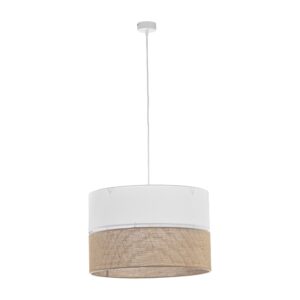 TK Linobianco loftlampe 500 - brun jute, hvid stof og hvid metal