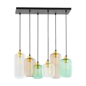 TK Marco loftlampe, m. 6 skærme - multifarvet glas
