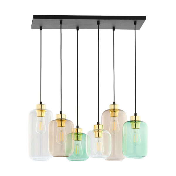 TK Marco loftlampe, m. 6 skærme - multifarvet glas