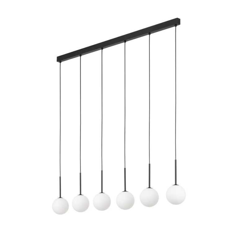 TK Martin loftlampe, m. 6 skærme - hvid glas og sort metal