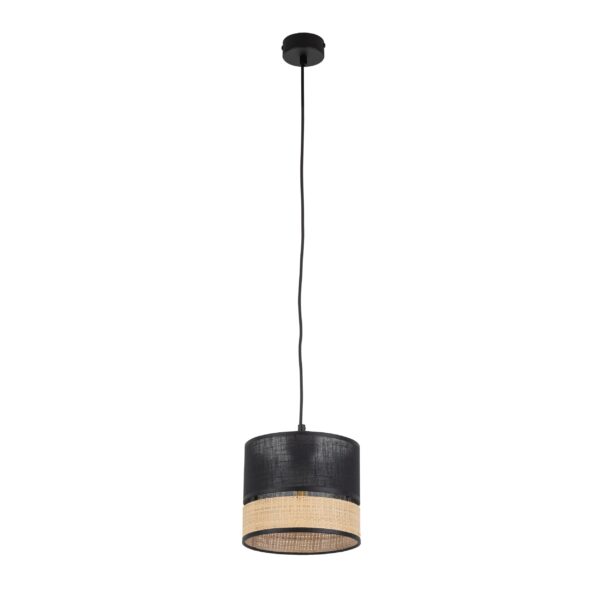 TK Paglia loftlampe 200 - sort stof og natur flet