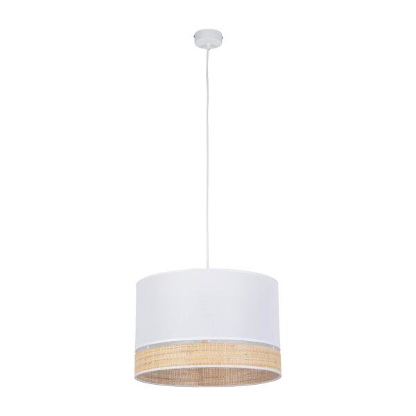 TK Paglia loftlampe 380 - hvid stof og natur flet