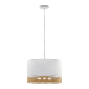 TK Paglia loftlampe 380 - hvid stof og natur rattan