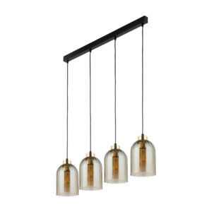 TK Satipo loftlampe, m. 4 skærme - rav glas