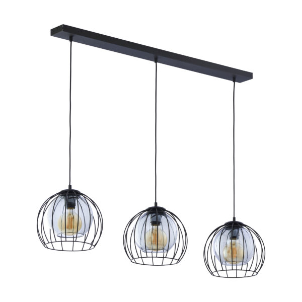 TK Universo loftlampe, m. 3 skærme - grafit glas og sort metal