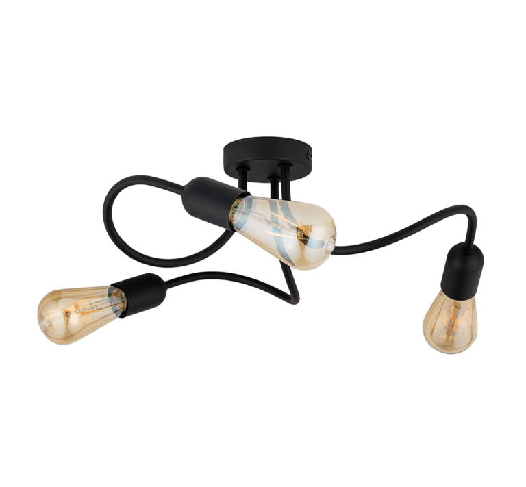 TK Wave loftlampe, m. plads til 3 pærer - sort metal