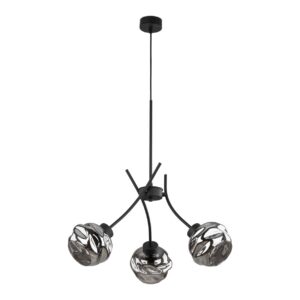TK Zulia loftlampe, m. 3 skærme - glas og sort metal