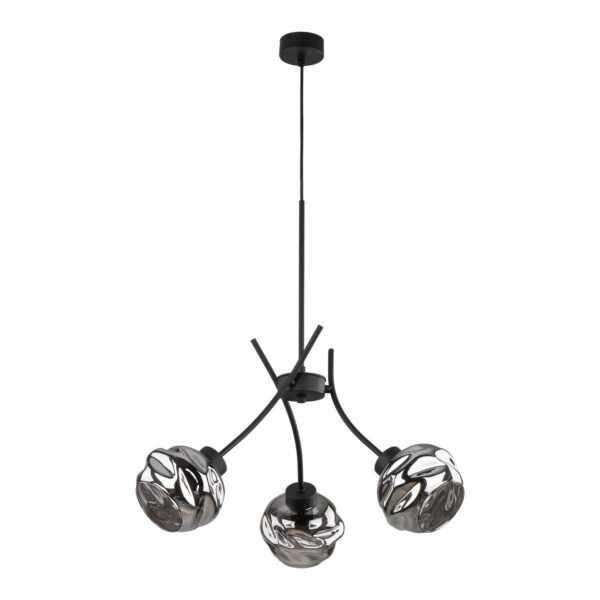 TK Zulia loftlampe, m. 3 skærme - glas og sort metal