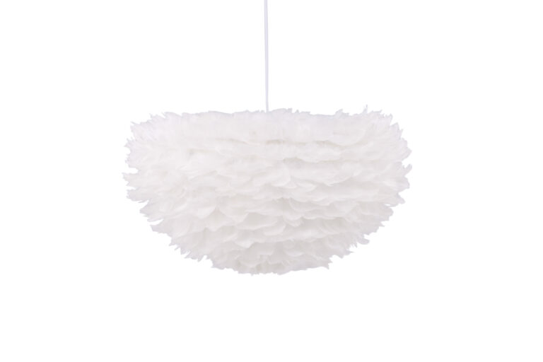 VENTURE DESIGN Nicola loftlampe, Large - hvid kunstige fjer
