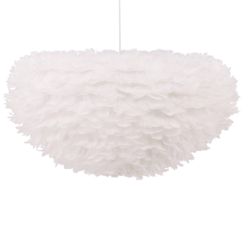 VENTURE DESIGN Nicola loftlampe, X-Large - hvid kunstige fjer