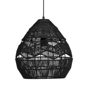 WOOOD EXCLUSIVE Adelaide loftlampe, rund - sort papirreb (Ø35)